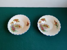 2 x Pretty Coronet Ware Parrot & Co. Burslem Small Dishes Stately Home Scene