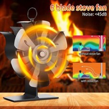    6 Blade Heat Powered Stove Fan Wood Log Burner Fireplace Eco Friendly Silent 