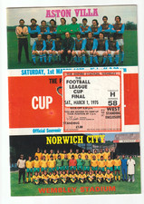 1975 League Cup Final Programme & Ticket Aston Villa v Norwich City