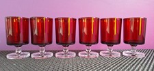 Six Vintage Luminarc 150ml France Ruby Red Cavalier Short Stem Wine Glasses