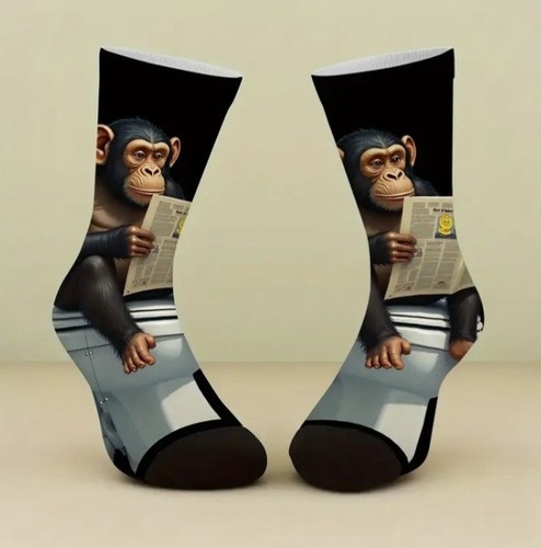 New pair monkey on toilet - monkey,