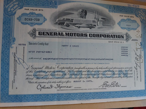 1975 general motors share - motors,