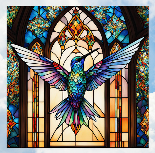 Hummingbird faux stained glass - hummingbird,