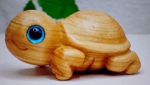 Wooden hand carved tortoise - wooden,