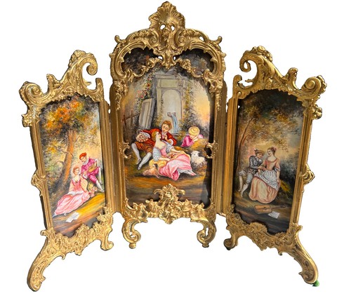 Triptych enamel gilt table - triptych,