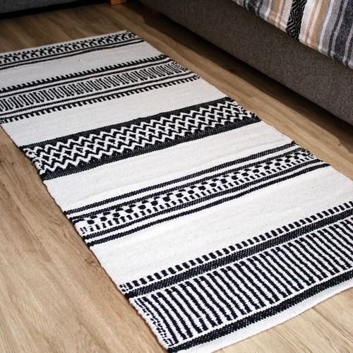 Monochrome aztec cotton rug - monochrome,