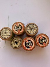 6 vintage wooden Dewhurst's Sylko cotton reels various amounts of thread 1 empty
