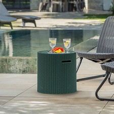 Keter Garden Stool Table Ice Cooler 39L Rattan Emerald Green Weather Resistant