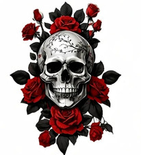 Red Roses Goth Skull Car