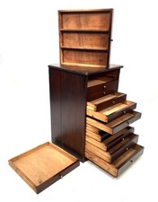 Antique Wooden Pine Tabletop Collectors Cabinet Chest of Drawers Box c.1900