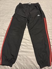 Mens Medium Adidas Tracksuit Bottoms Pants Black Red Three Stripe