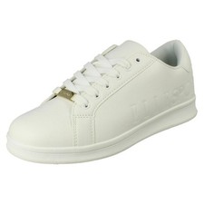 Ladies Elle Sport Lace Up Plain Full White Casual Trainers Shoes F7R304