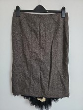 Karen Millen Skirt Silk Wool Bustle Back Mido Pencil Size 12