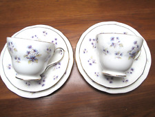 Vintage Duchess Bone China Woodside Teacup Saucer & Side Plate Trio Violets