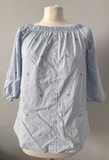 Primark Blue & White Striped Off The Shoulder Top Flamingo Womens UK Size 14