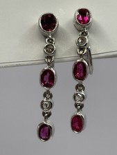 Rare Vintage Authentic Mikimoto earrings White Gold 14ct . 5.1g ruby 