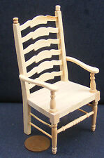 Dolls House Carver Chair Natural Finish Wooden Ladder Back 1:12 Scale 105 tumdee