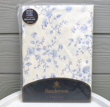 VINTAGE SANDERSON PERCALE BLUE & WHITE FLORAL SINGLE DUVET COVER PILLOWCASE NEW