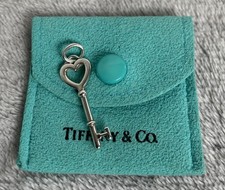 Genuine Tiffany & Co Sterling Silver Heart Key Pendant with Pouch