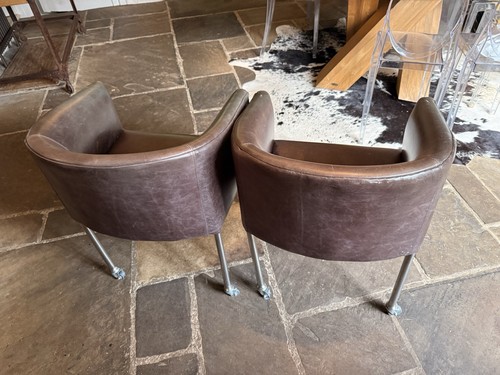 Vintage brown leather tub - vintage,