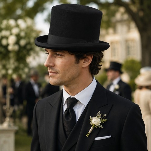 Black wool top hat classic - black,
