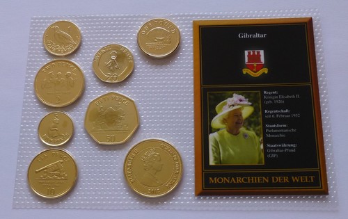 Gibraltar gold plated coin set - gold,