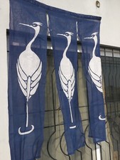 Japanese Noren Curtain Crane Bird Vintage Blue Door Tapestry Divider Home Garden