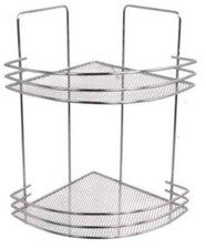 Corner Bath Shelf Mesh 2 Tier Chrome Organiser Unit Shower Caddy Storage Rack