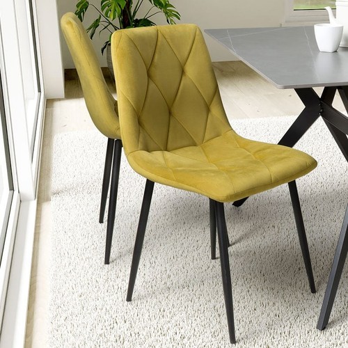 Mustard velvet dining - 4x,