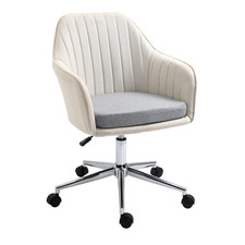 Stylish Beige Swivel Office Chair with Ergonomic Design & Adjustable Height