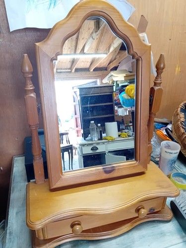Pine dressing table mirror - pine,