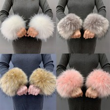 New Faux Fox Fur Cuffs Wristband Women Arm Wrist Sleeve Oversleeve Winter Warm