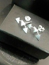 925 Sterling Silver Ear Vine Climber Small Triangle Earrings, Christmas Gift