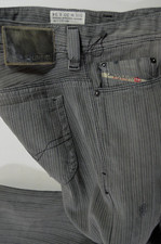 Vintage mens DIESEL THANAZ 0804M Stripe JEANS size W30 L34 Reg SLIM SKINNY black