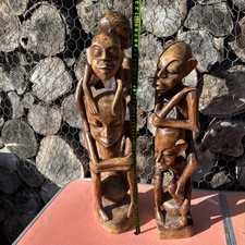 Antique Quality Tribal African Carved Wood Sculptures Large 0.6m Tall x2
