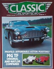 Classic & Sportscar magazine - September 1985 aston martin MG TF Rover 2000