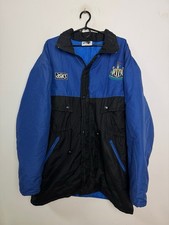 NEWCASTLE UNITED 1993/1995 TRAINING PADDED BENCH COAT JACKET ASICS VINTAGE SHIRT