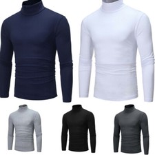 Mens Roll Neck Lightweight Baselayer Jumper T-Shirt Turtle Neck Golf Slim Tops