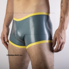 Rubber Sports Shorts, contrast colour edge trim  short leg - 0.4mm latex 