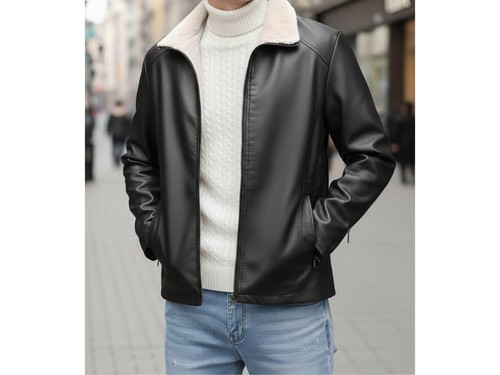 Mens black sheepskin stylish - black,