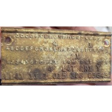 Vintage Metal Plate Data Tag