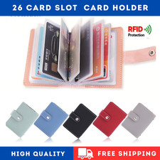26 Slots ID Credit Card Holders RFID Blocking Wallet Case