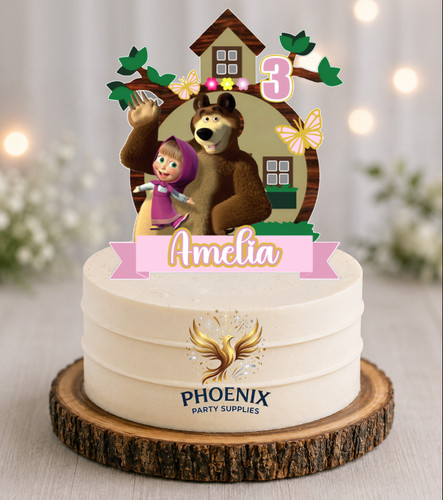 Personalised masha bear cake - masha,