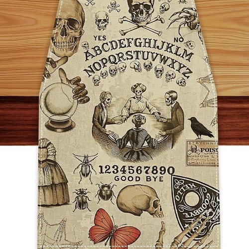 Retro halloween table runner - retro,