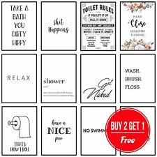 Framed Bathroom Art Toilet Prints Bathroom Pictures Funny Quotes Puns Wall Art