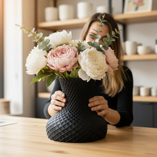 Modern vase for faux flowers in organic plastic, size and colour options