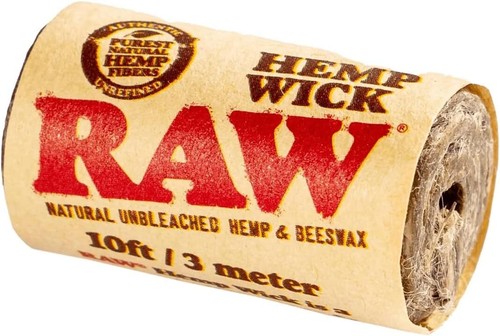 Raw hemp wick meter 10ft - raw,