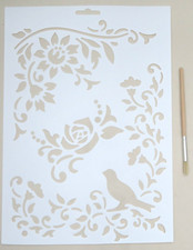 Floral Stencil with bird