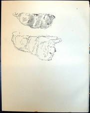 Original Old Vintage Print Fluffy Dogs Sketch Lucy Dawson 1936 20th Century