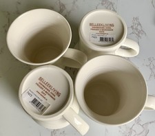 Set Of 4 Belleek Living Solace Mugs Cream. 10cm / 4” Tall.